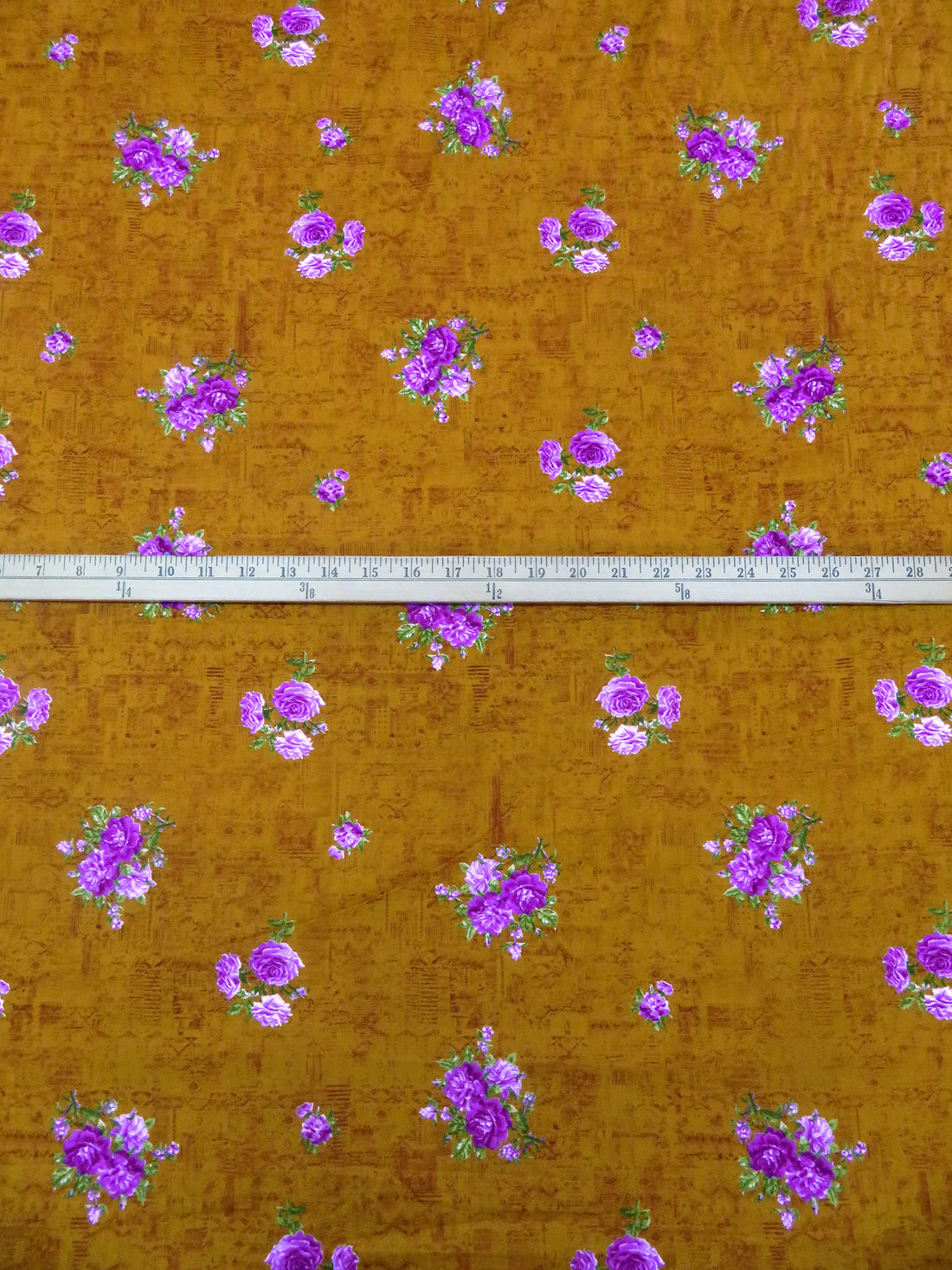 Dark Harvest Gold/Plum/Bud Green/Multi 100% Cotton Floral Print Lawn 42W