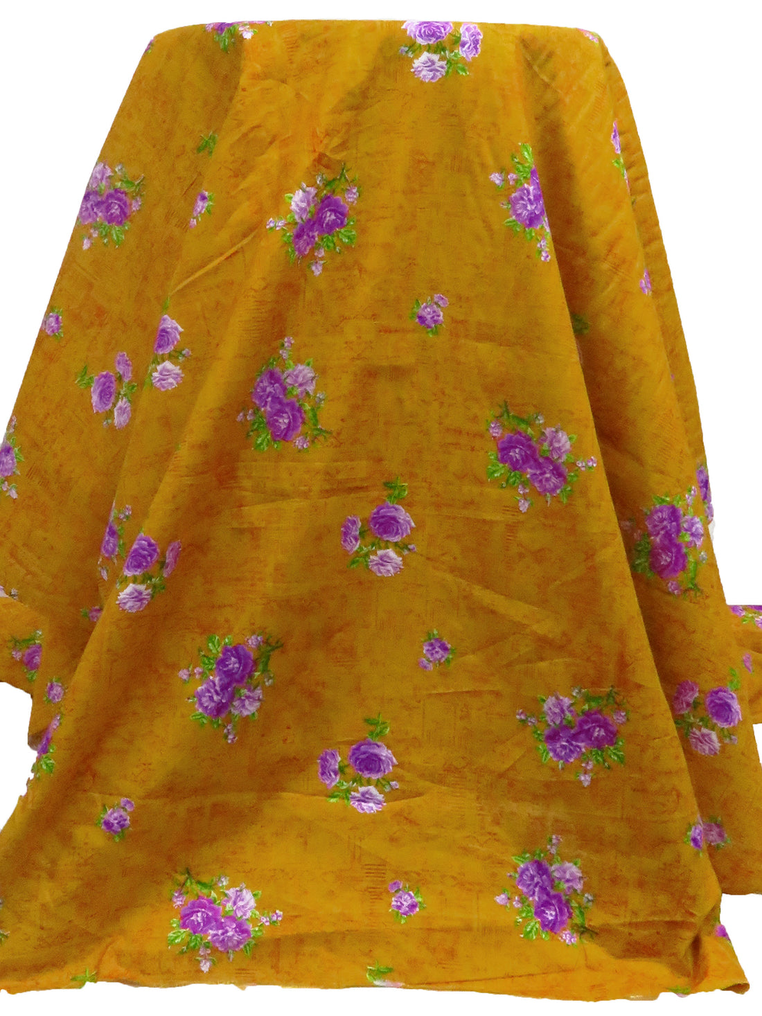 Dark Harvest Gold/Plum/Bud Green/Multi 100% Cotton Floral Print Lawn 42W