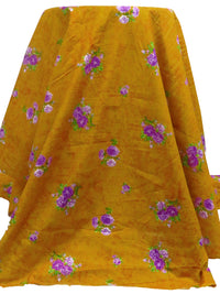 Dark Harvest Gold/Plum/Bud Green/Multi 100% Cotton Floral Print Lawn 42W