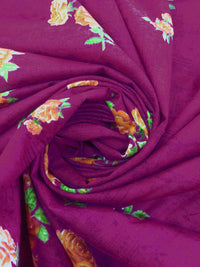 French Plum/Rust Orange/Green Onion/Multi 100% Cotton Floral Print Lawn 42W