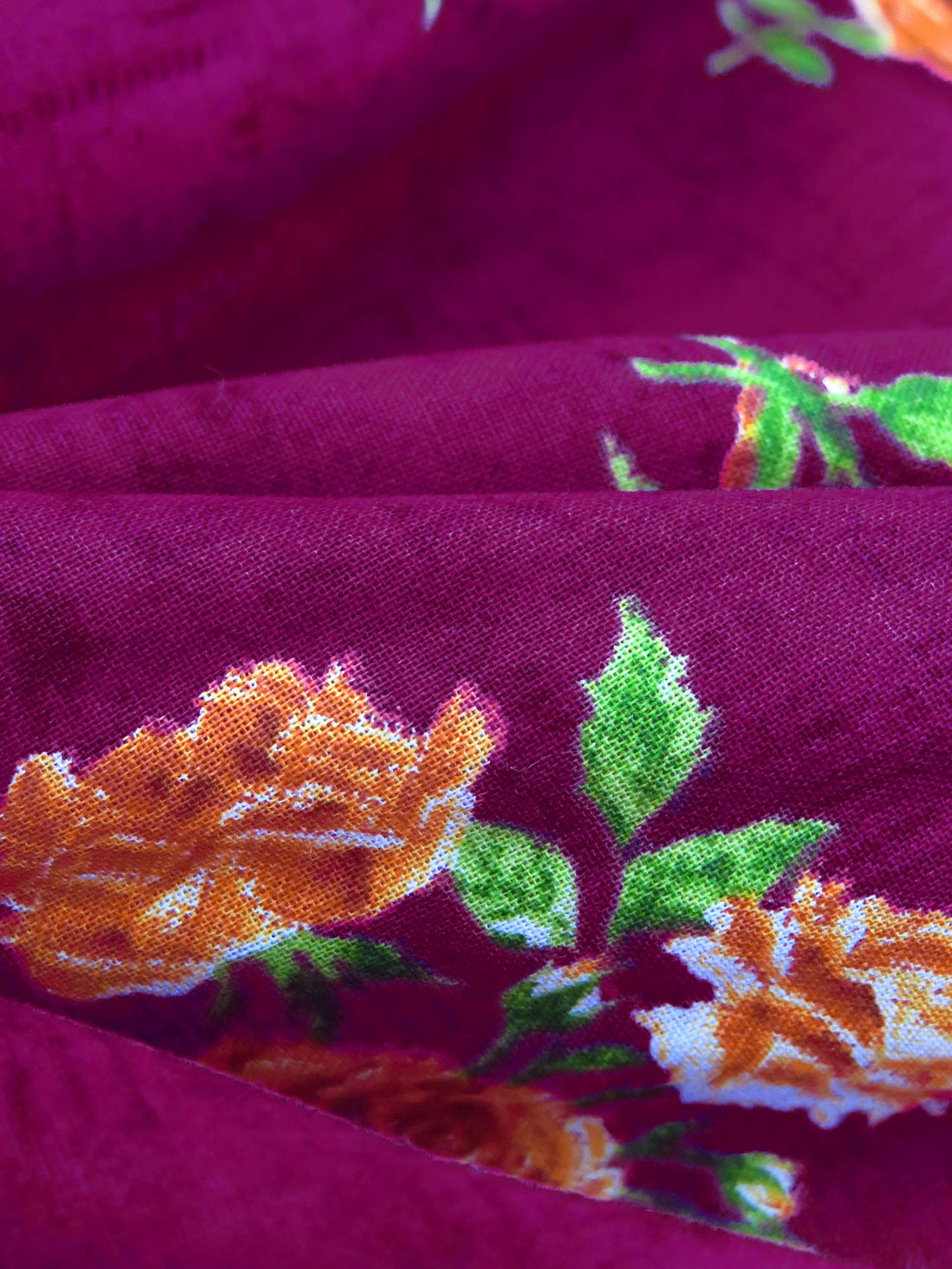 French Plum/Rust Orange/Green Onion/Multi 100% Cotton Floral Print Lawn 42W