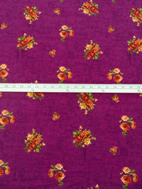 French Plum/Rust Orange/Green Onion/Multi 100% Cotton Floral Print Lawn 42W