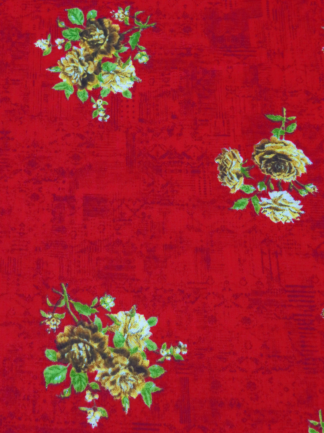 Spartan Crimson/Old Gold/White/Multi 100% Cotton Floral Print Lawn 42W