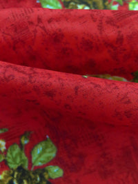 Spartan Crimson/Old Gold/White/Multi 100% Cotton Floral Print Lawn 42W