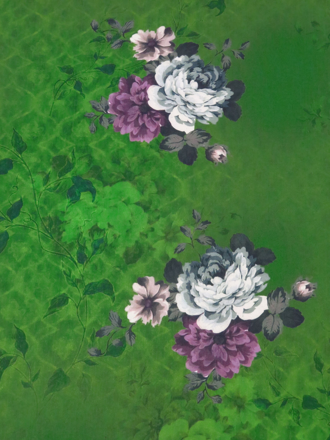 Sap Green/Old Mauve/Light Gray/Multi 100% Cotton Floral Print Lawn 42W