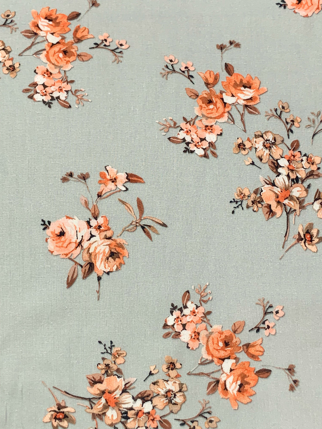 Gray Mist/Coral/Multi 100% Cotton Floral Print Lawn 42W