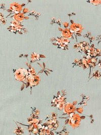 Gray Mist/Coral/Multi 100% Cotton Floral Print Lawn 42W