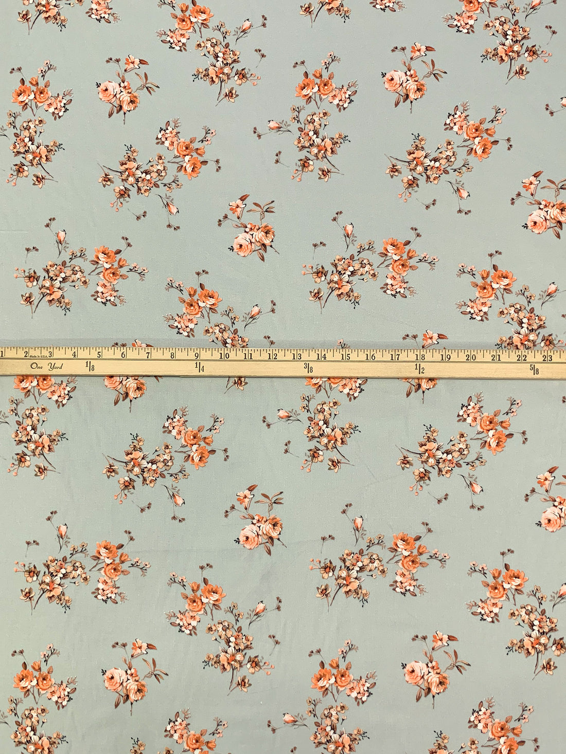 Gray Mist/Coral/Multi 100% Cotton Floral Print Lawn 42W
