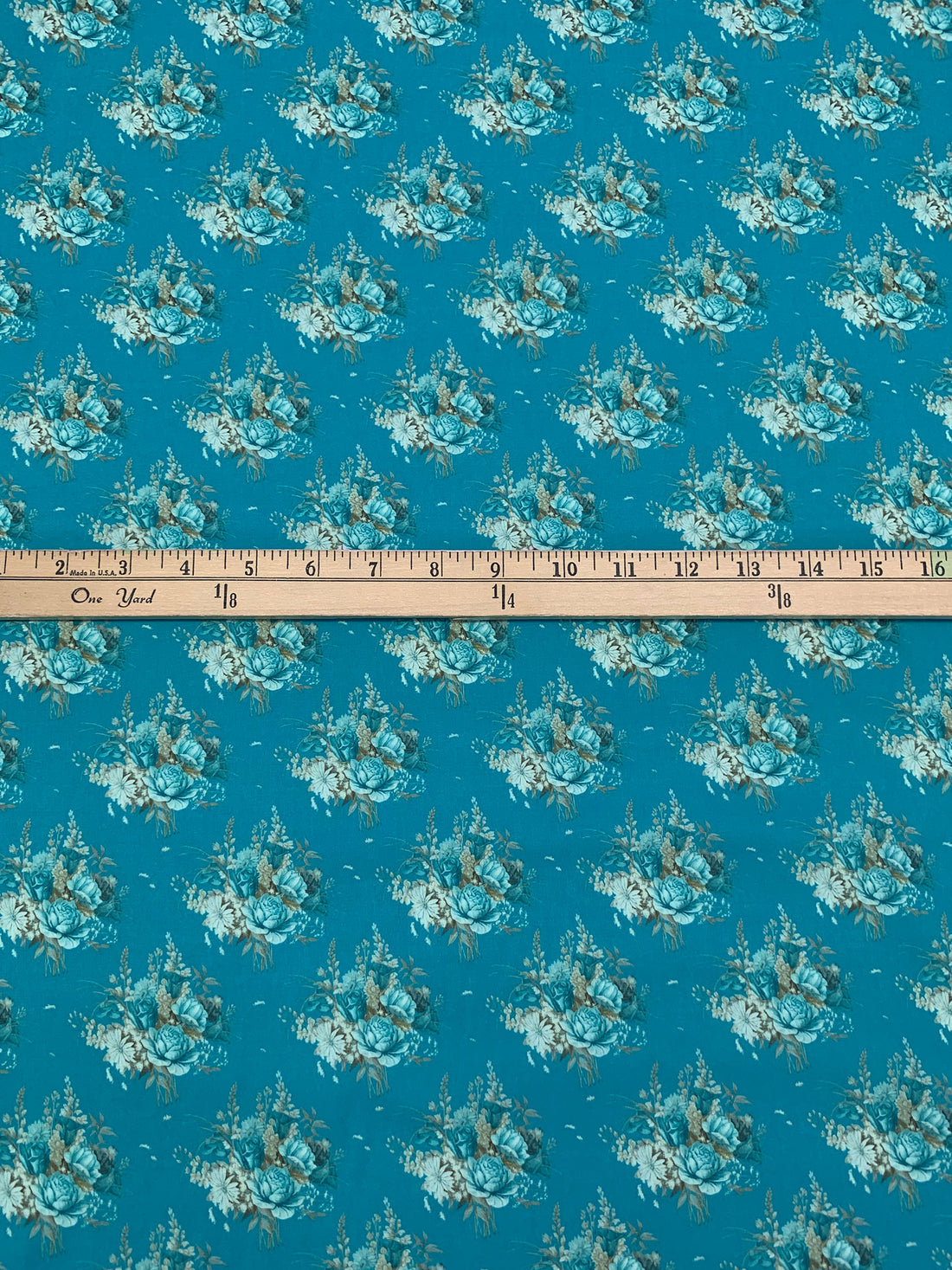 Teal Blue/Laurel Green/Multi 100% Cotton Floral Print Lawn 42W