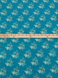 Teal Blue/Laurel Green/Multi 100% Cotton Floral Print Lawn 42W