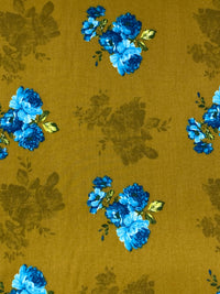 Antique Bronze/Sky Blue/Multi 100% Cotton Floral Print Lawn 42W