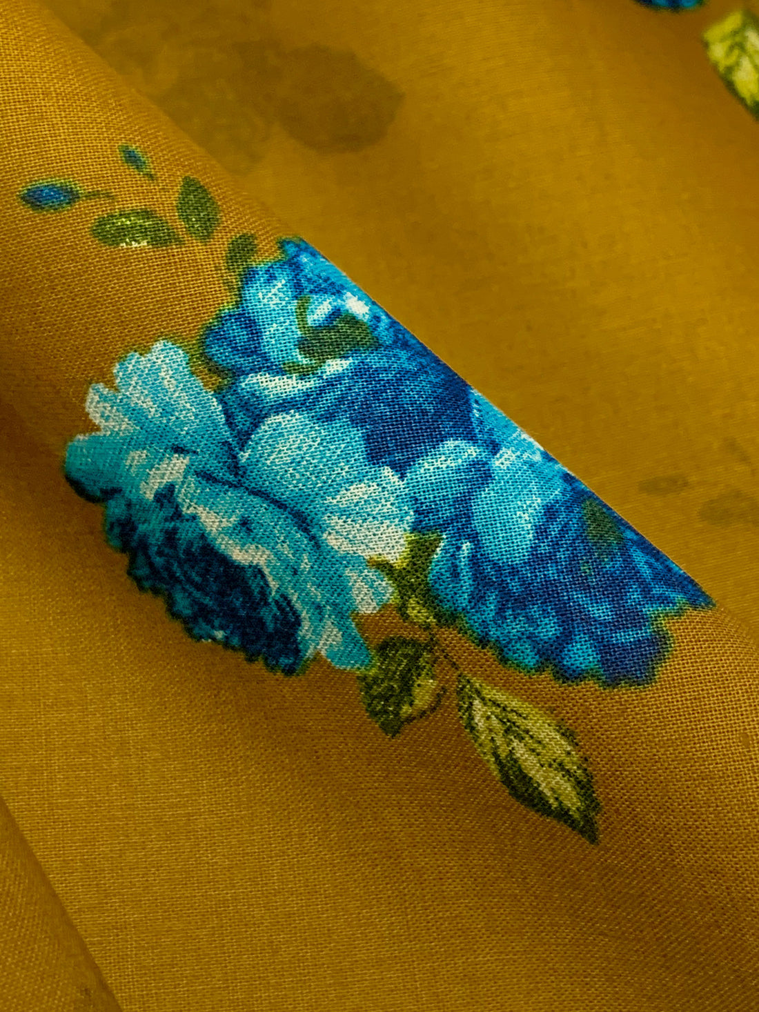 Antique Bronze/Sky Blue/Multi 100% Cotton Floral Print Lawn 42W