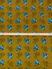 Antique Bronze/Sky Blue/Multi 100% Cotton Floral Print Lawn 42W