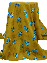 Antique Bronze/Sky Blue/Multi 100% Cotton Floral Print Lawn 42W