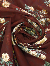 Maroon/Old Bamboo/Sunray/Multi 100% Cotton Floral Cluster Print Lawn 42W