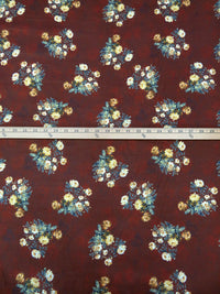 Maroon/Old Bamboo/Sunray/Multi 100% Cotton Floral Cluster Print Lawn 42W