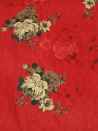 Chili Red/Ecru/Dirt/Multi 100% Cotton Floral Bunch Print Sateen Shirting 42W