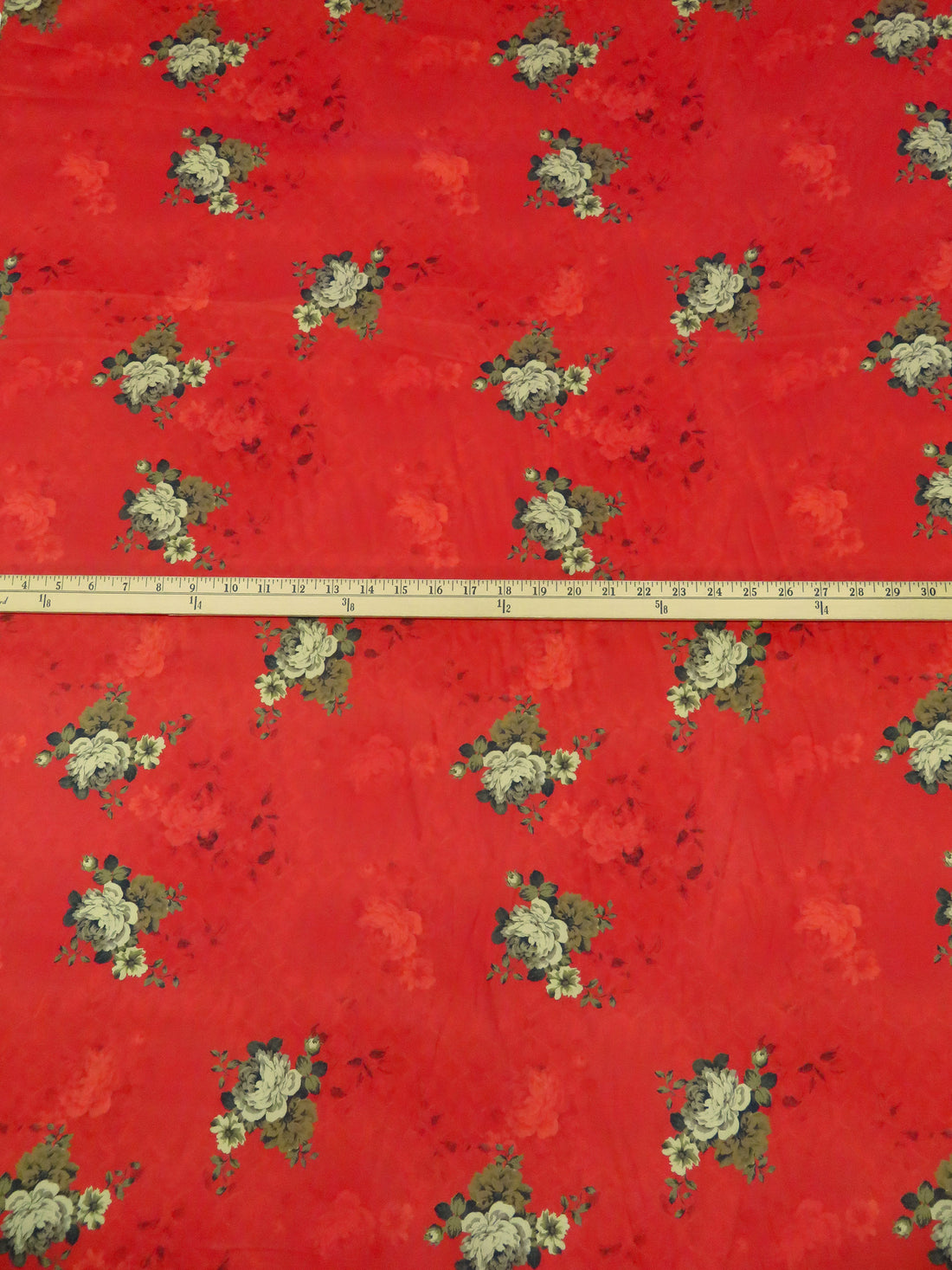 Chili Red/Ecru/Dirt/Multi 100% Cotton Floral Bunch Print Sateen Shirting 42W