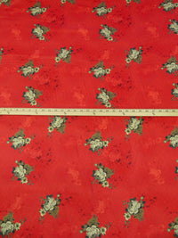 Chili Red/Ecru/Dirt/Multi 100% Cotton Floral Bunch Print Sateen Shirting 42W
