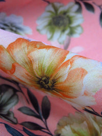 Flamingo Pink/Sea Blue/Washed-Out Persimmon/Multi 100% Cotton Floral Print Sateen Shirting 42W