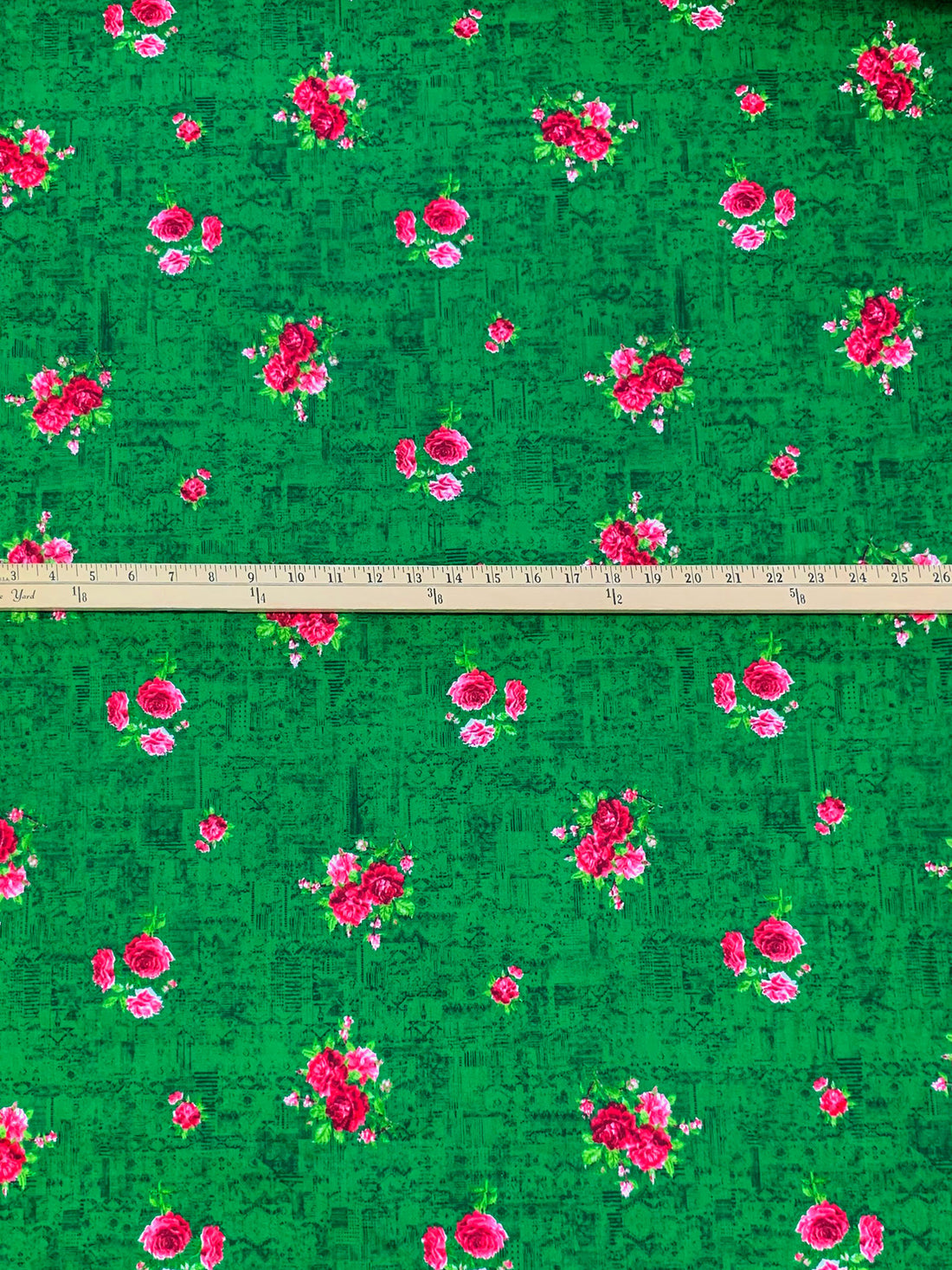 Royal Green/Fiery Rose/Multi 100% Cotton Floral Print Lawn 42W