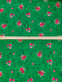 Royal Green/Fiery Rose/Multi 100% Cotton Floral Print Lawn 42W