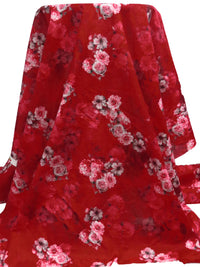 Sangria/White/Amaranth/Multi 100% Cotton Floral Print Voile 42W