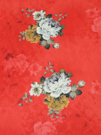 Vermillion/Bistre Brown/Ecru/Multi 100% Cotton Floral Sateen Shirting 42W