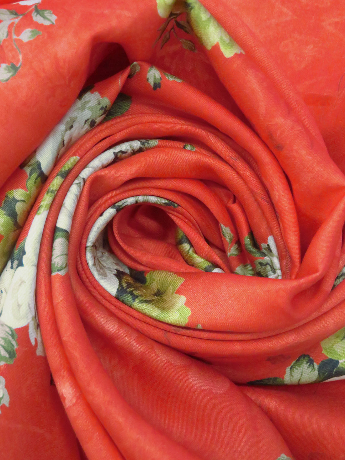 Vermillion/Bistre Brown/Ecru/Multi 100% Cotton Floral Sateen Shirting 42W