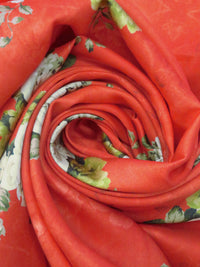 Vermillion/Bistre Brown/Ecru/Multi 100% Cotton Floral Sateen Shirting 42W