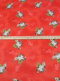 Vermillion/Bistre Brown/Ecru/Multi 100% Cotton Floral Sateen Shirting 42W