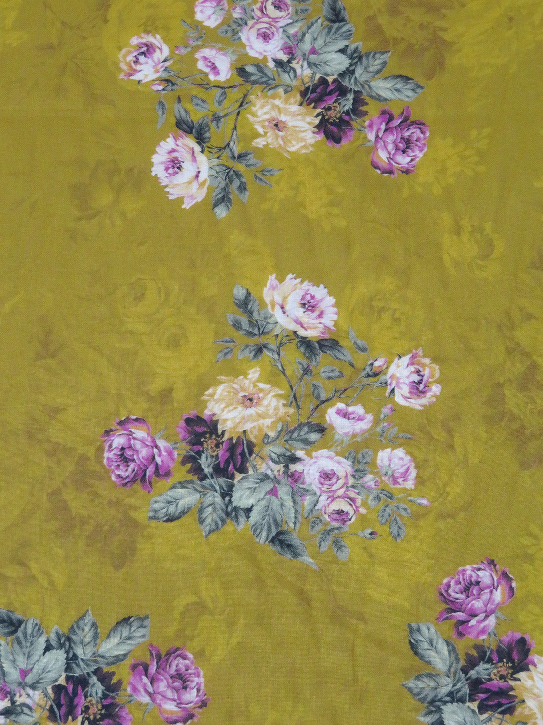 Old Moss Green/Byzantium/Myrtle Green/Multi 100% Cotton Floral Print Lawn 44W