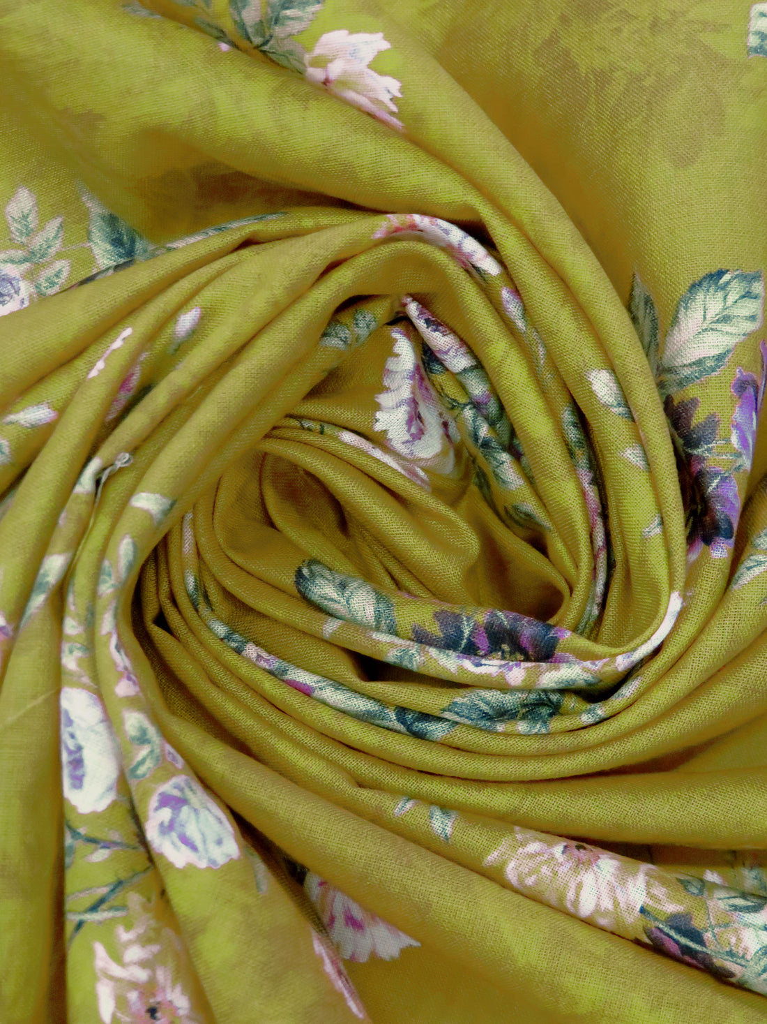 Old Moss Green/Byzantium/Myrtle Green/Multi 100% Cotton Floral Print Lawn 44W