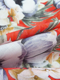 Vermilion/Deer/White/Multi 100% Cotton Floral Bunch Print Lawn 43W
