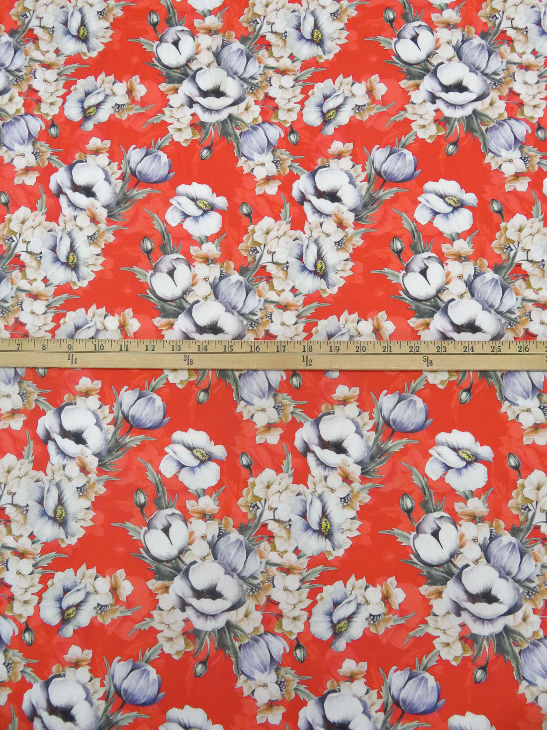 Vermilion/Deer/White/Multi 100% Cotton Floral Bunch Print Lawn 43W
