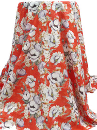 Vermilion/Deer/White/Multi 100% Cotton Floral Bunch Print Lawn 43W