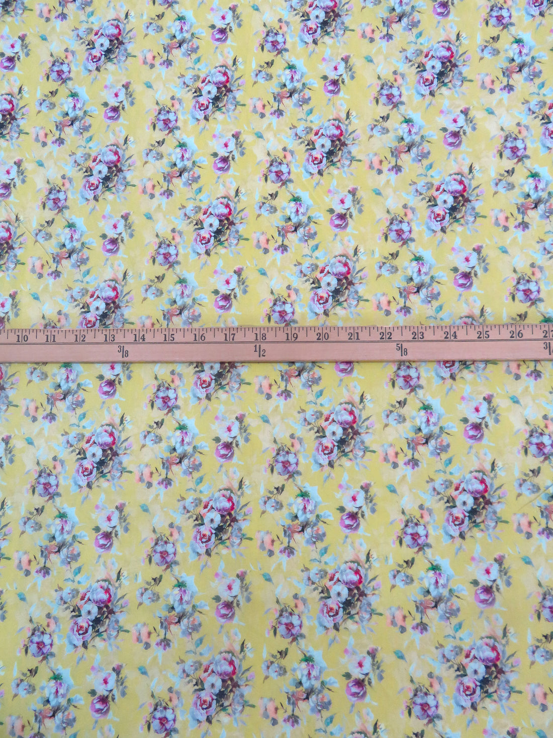 Pale Lemon-Lime/White/Plum/Multi 100% Cotton Floral Print Lawn 43W