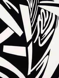 Warm White/Black Polyester/Lycra Abstract Print FTY Knit 58W