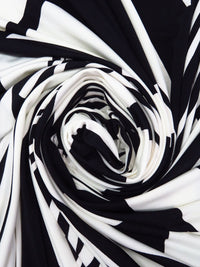 Warm White/Black Polyester/Lycra Abstract Print FTY Knit 58W