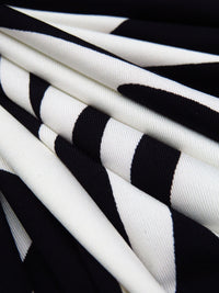 Warm White/Black Polyester/Lycra Abstract Print FTY Knit 58W