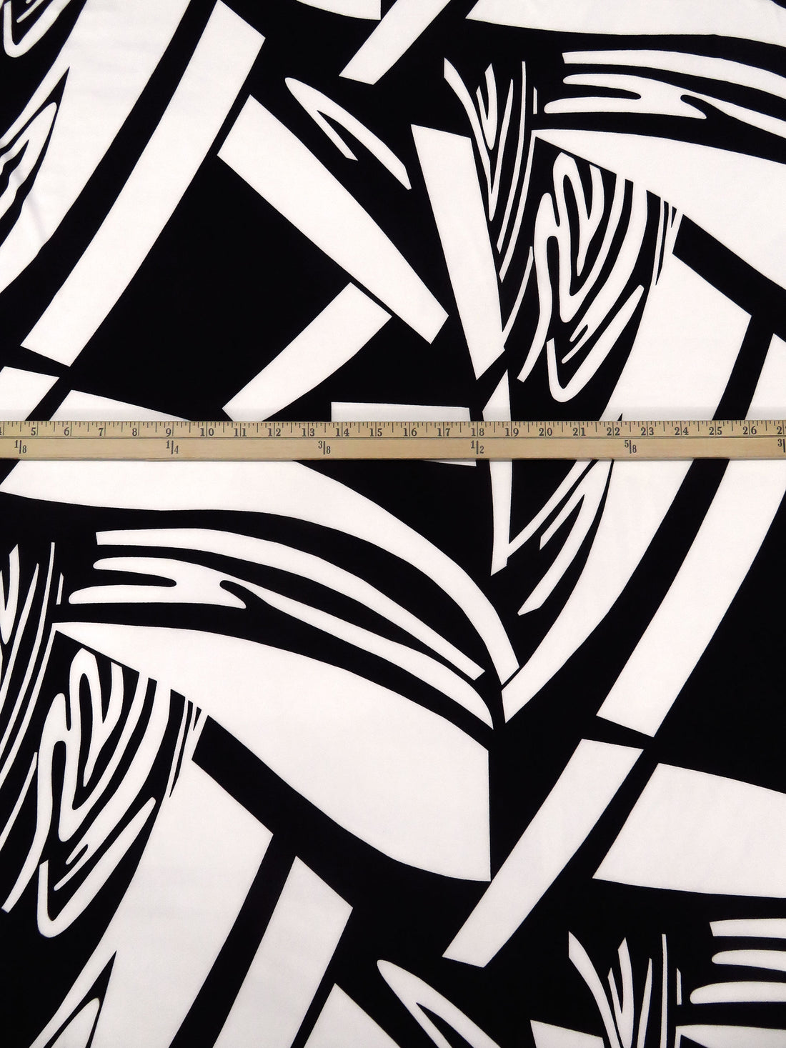 Warm White/Black Polyester/Lycra Abstract Print FTY Knit 58W