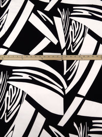 Warm White/Black Polyester/Lycra Abstract Print FTY Knit 58W