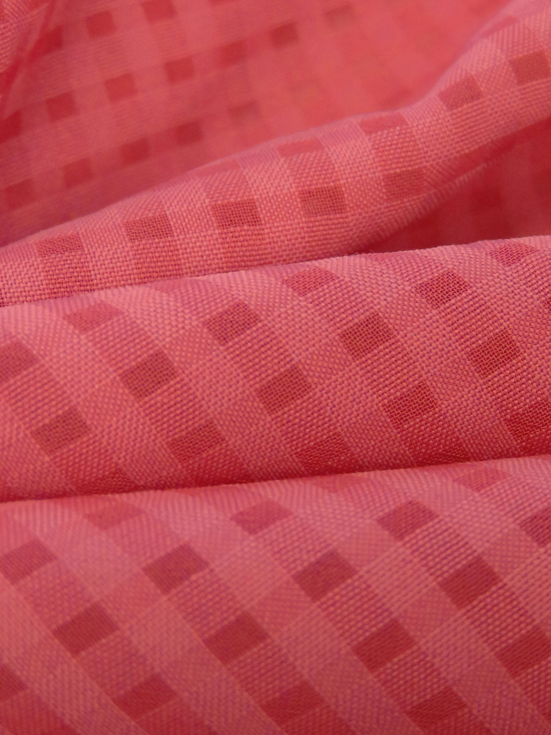 Raspberry Pudding 100% Polyester Small Gingham Sheer Blouse Weight Woven - NY Designer - 58W