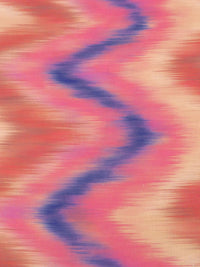 Brink Pink/Apricot/Dark Cornflower/Multi 100% Cotton Ikat Vertical Zig-Zag Print Voile - NY Designer - 56W