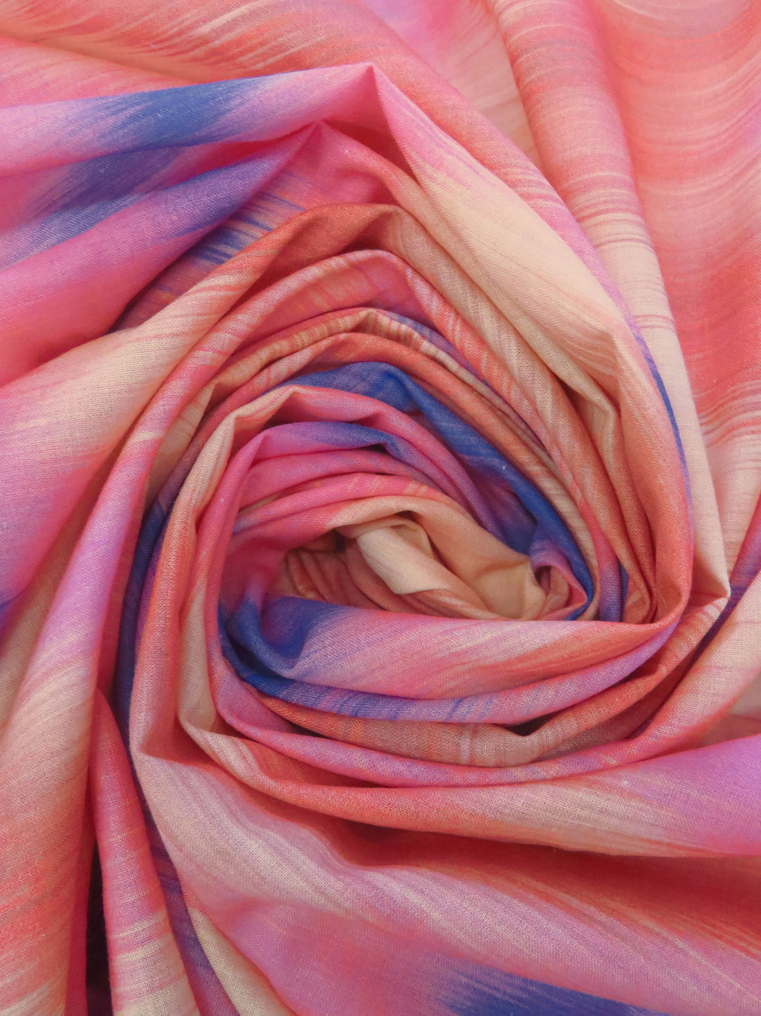 Brink Pink/Apricot/Dark Cornflower/Multi 100% Cotton Ikat Vertical Zig-Zag Print Voile - NY Designer - 56W