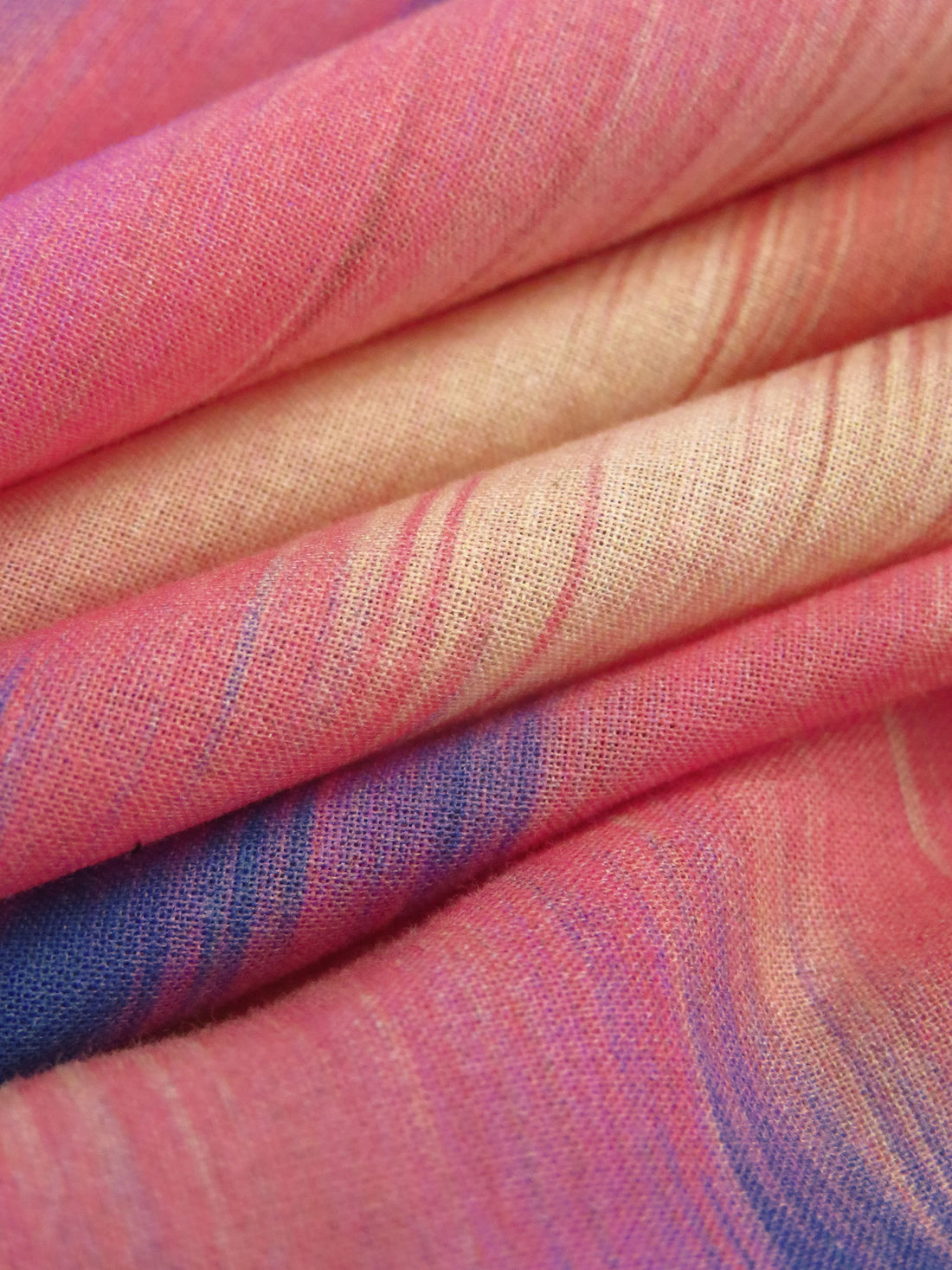 Brink Pink/Apricot/Dark Cornflower/Multi 100% Cotton Ikat Vertical Zig-Zag Print Voile - NY Designer - 56W