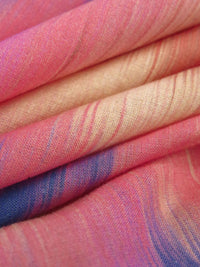 Brink Pink/Apricot/Dark Cornflower/Multi 100% Cotton Ikat Vertical Zig-Zag Print Voile - NY Designer - 56W