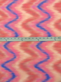 Brink Pink/Apricot/Dark Cornflower/Multi 100% Cotton Ikat Vertical Zig-Zag Print Voile - NY Designer - 56W
