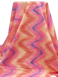 Brink Pink/Apricot/Dark Cornflower/Multi 100% Cotton Ikat Vertical Zig-Zag Print Voile - NY Designer - 56W