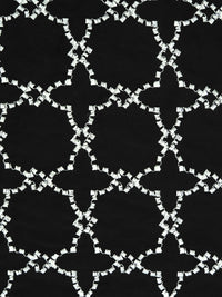 Black/Light Pebble Gray 100% Polyester Embroidered Geometric Tilework Taffeta - NY Designer - 54W